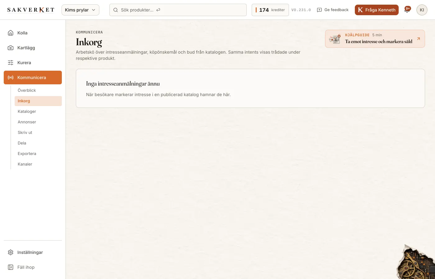 Kommunicera → Inkorg med nya anmälningar