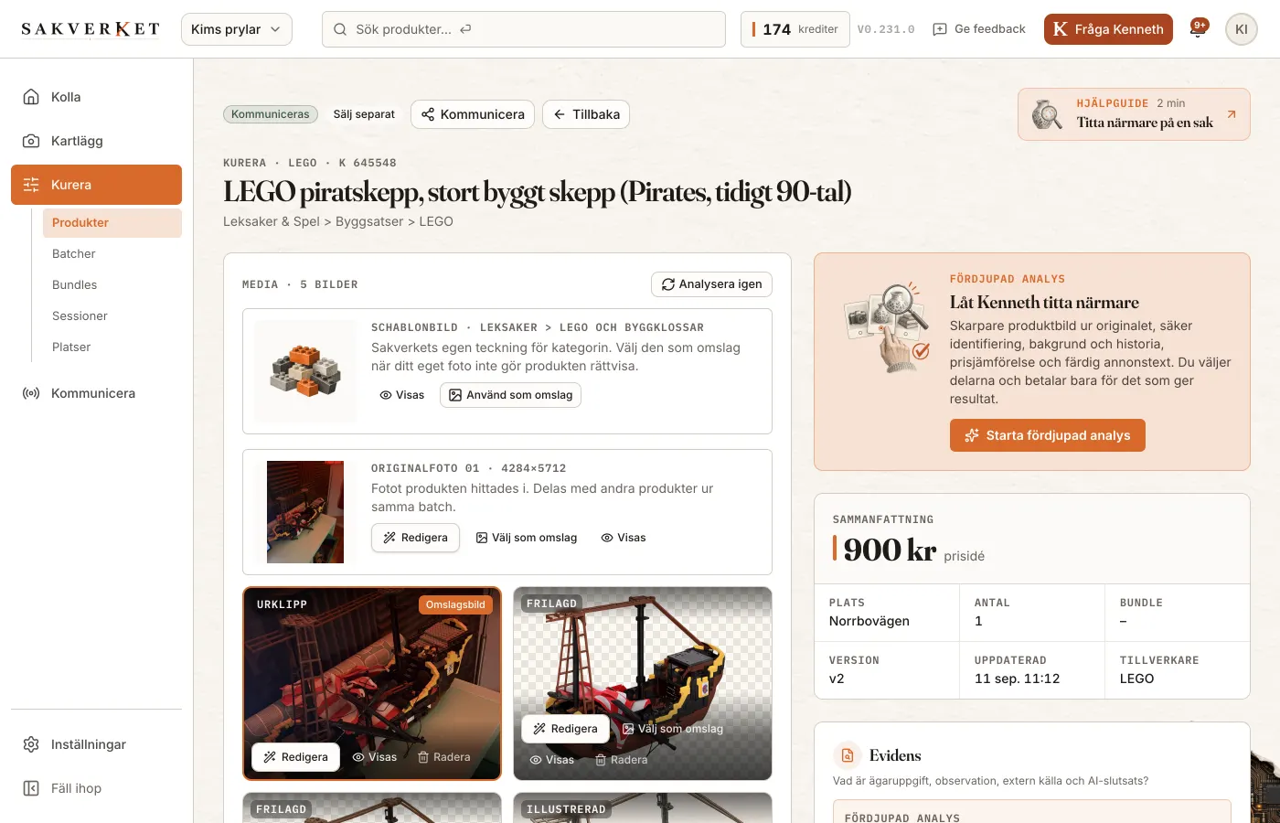 Produktsidan med bilden öppnad i full storlek